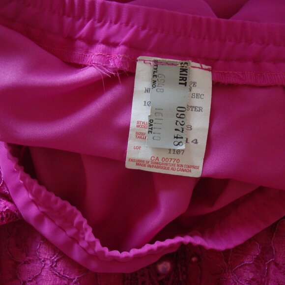 Zacks Sz 13-14 Fuschia 2 Piece Dress Vintage 80s Skirt Jacket Suit Lace & Pearls - Picture 7 of 11